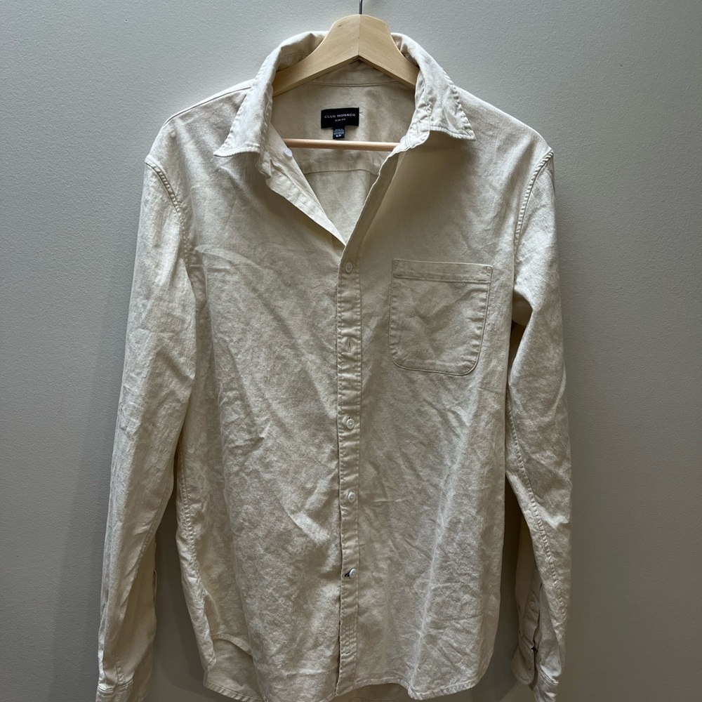 Club Monaco Cream Slim Fit Shirt